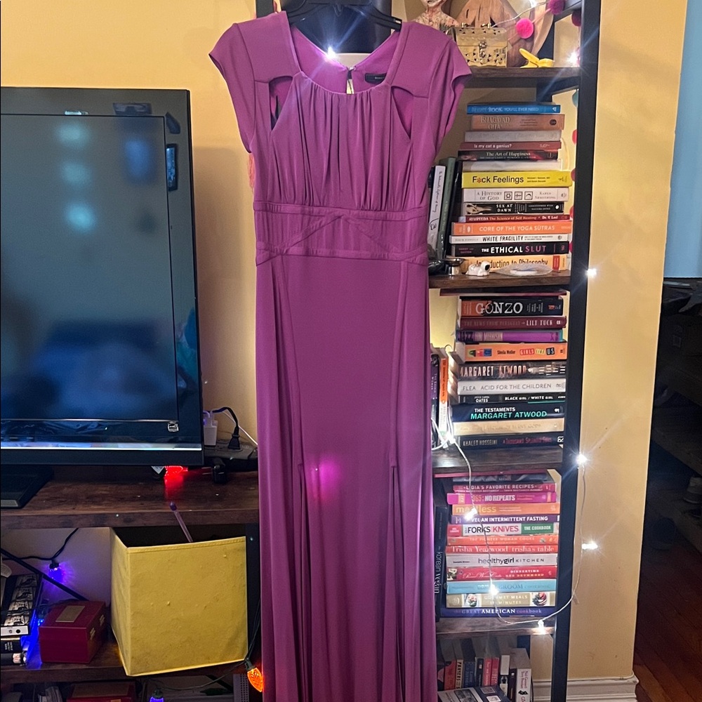BCBGMaxAzria empire waist purple gown.
